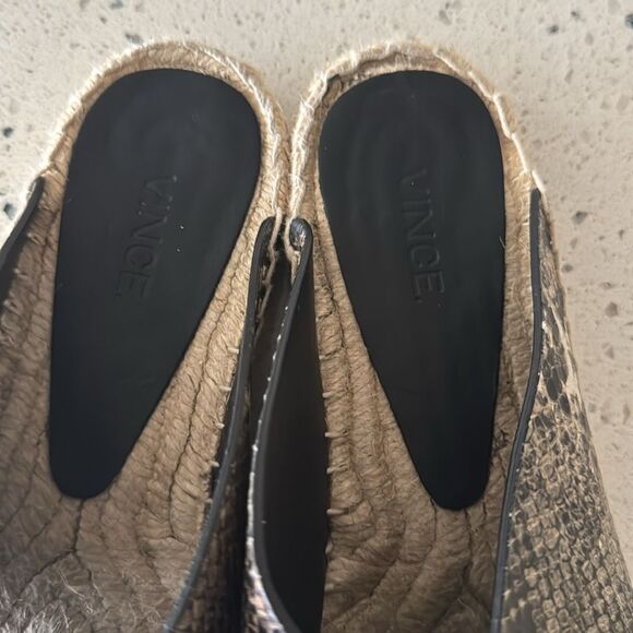 VINCE Castel Size 8 Leather Snake Print Crisscross Flat Espadrille Sandals Slide - Picture 5 of 14